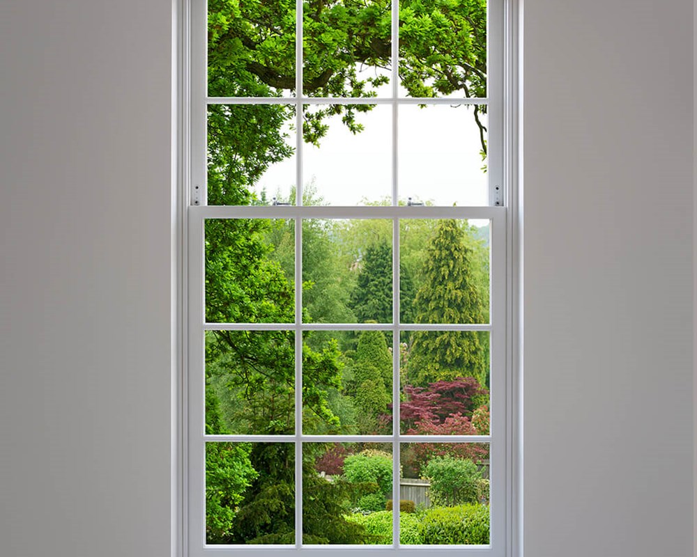 Large double hung window in bedroom